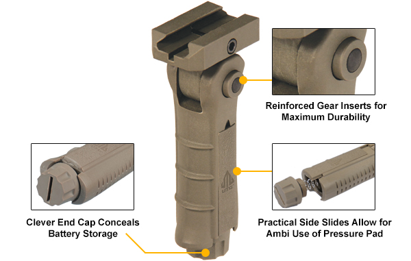 Leapers, Inc. - UTG UTG Ambidextrous 5-pos Foldable Foregrip, Flat Dark Earth