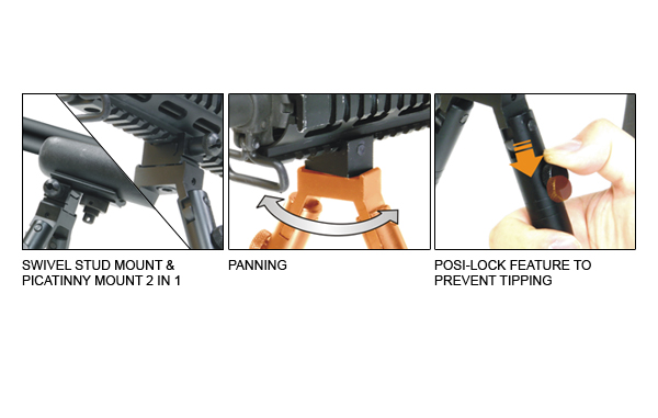 Leapers, Inc. - UTG UTG Shooter's Sniper Bipod, Rubber Feet, Height 8.7